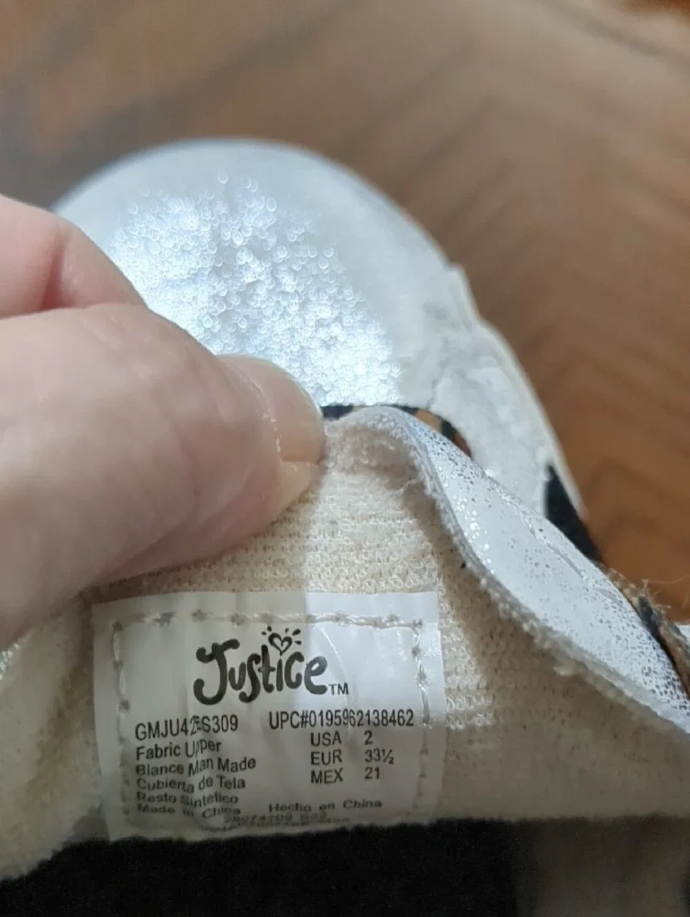 Justice Silver Glitter Kids Sneaker with Animal Print Laces